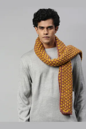 Magic Needles Unisex Brown & Yellow Self-design Scarf