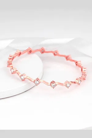 GIVA 925 Sterling Silver Rose Gold Plated Artificial Stones Studded Bangle