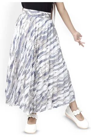 BAESD Girls Printed Pleated Maxi A-line Skirt