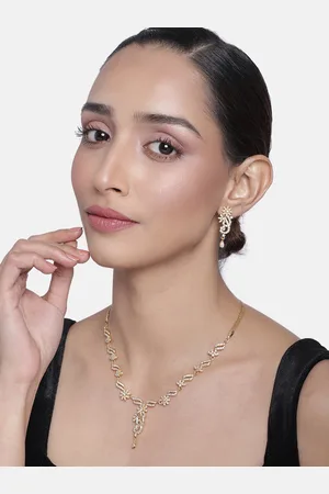 ESTELE Gold Plated CZ Laila Necklace Set for Women