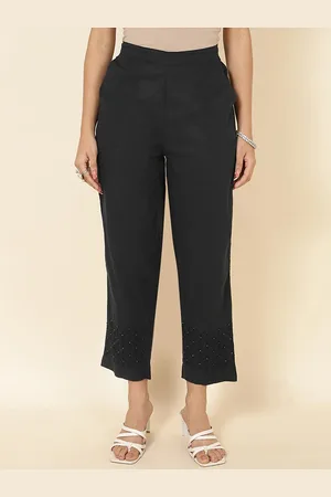 Fabindia Women Mid-Rise Comfort Plain Cotton Trousers