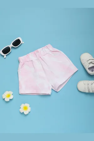 V-Mart Girls Tie & Dye Printed Mid-Rise Regular Shorts