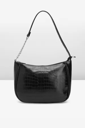 Lino Perros Women Croc Textured Structured Shoulder Bag