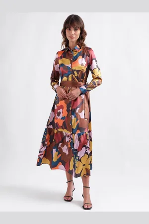 ICONIC Women Printed Shirt Midi Dress