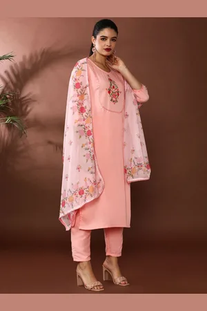 Jaipur Women Floral Embroidered Regular Thread Work Kurta with Trousers & With Dupatta