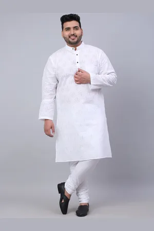 KLOTTHE Men Plus Size Floral Printed Cotton Kurta