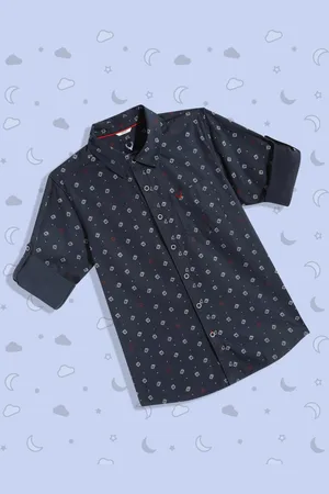 Allen Solly Boys Navy Blue Sport Printed Pure Cotton Casual Shirt