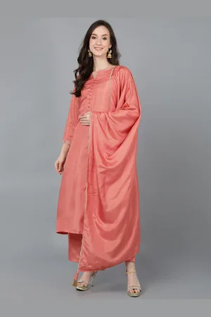 Ahika Women Orange Kurta with Trousers & With Dupatta