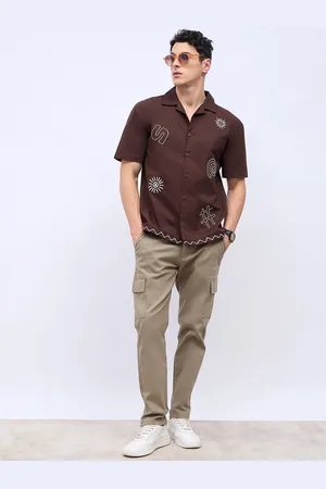 Styli Cotton Slub Embroidered Relaxed Shirt