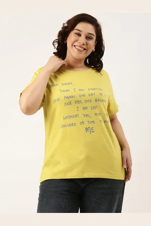 MARCA Bold Women Plus Size Typography Printed Round Neck Cotton T-shirt