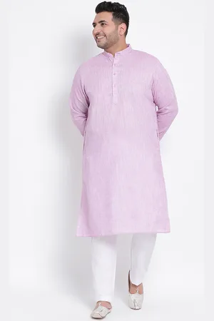 Hangup Men Lavender Solid Kurta