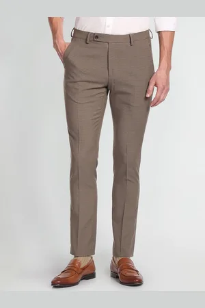 Arrow Men Mid Rise Plain Slim Fit Formal Trousers
