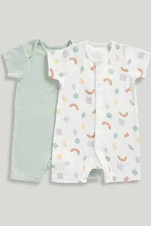Mothercare Unisex Kids Pack of 2 Printed Cotton Rompers