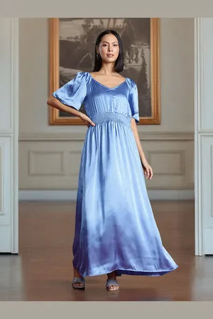 all about you Satin Finish Smocked Maxi Dress