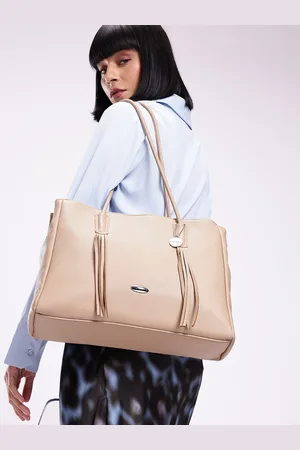 Mast & Harbour Textured Structured Shoulder Bag with Tasselled