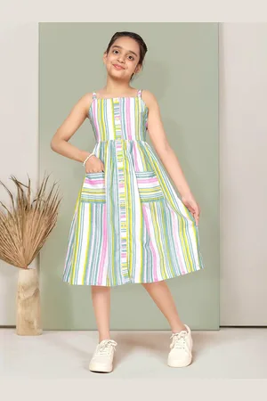 YK Girl Striped A-Line Dress