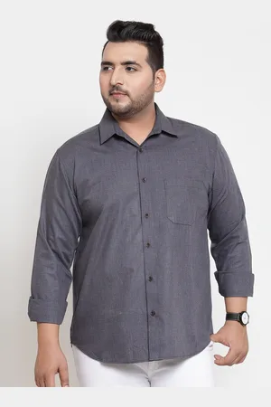 Pluss Men Grey Regular Fit Solid Casual Shirt
