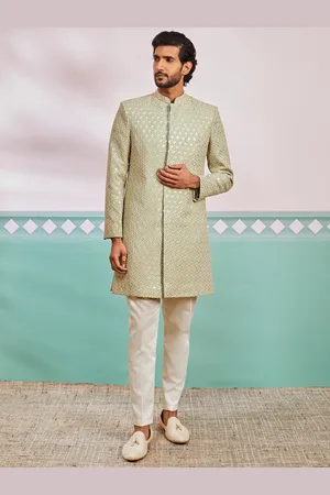 Vastramay Embroidered Sherwani With Trouser Set