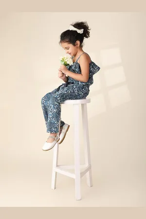 Fabindia Girls Printed Cotton Basic Jumpsuit
