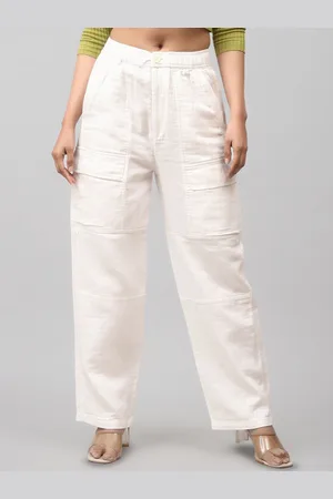 Blue Bird Women Relaxed Loose Fit High-Rise Cargos Trouser