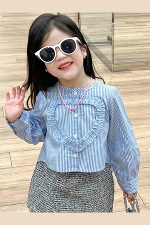 LULU & SKY Girls Opaque Striped Casual Shirt