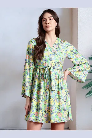 all about you Floral Print Wrap Dress with Belt