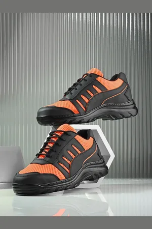 Eego Italy Men Color-Block Steel Toe Safety Lace Up Sports Shoes
