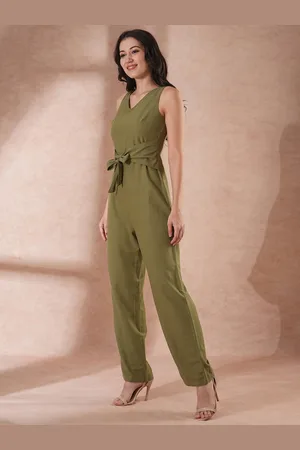 Globus Women V-Neck Cotton Basic Jumpsuit