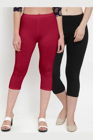Jinfo Pack Of 2 Women Black & Maroon Capris