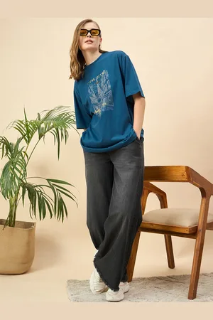 Mast & Harbour Women Printed Drop-Shoulder Sleeves T-shirt