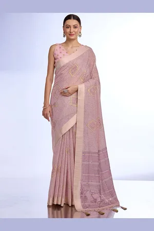 Ishin Ethnic Motifs Embroidered Tissue Saree