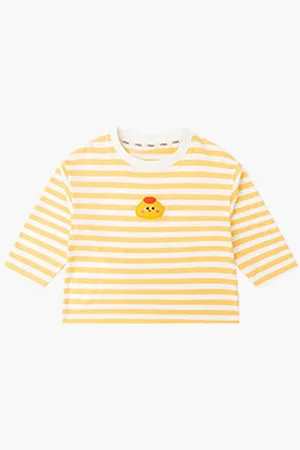 LULU & SKY Girls Striped Round Neck Cotton T-shirt