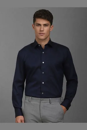 Louis Philippe Men Classic Spread Collar Textured Cotton Formal Shirt