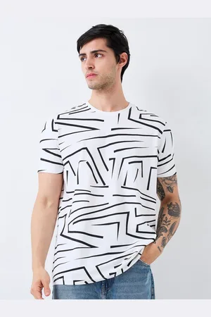 SPYKAR Men Abstract Printed Round Neck Cotton Slim Fit T-shirt