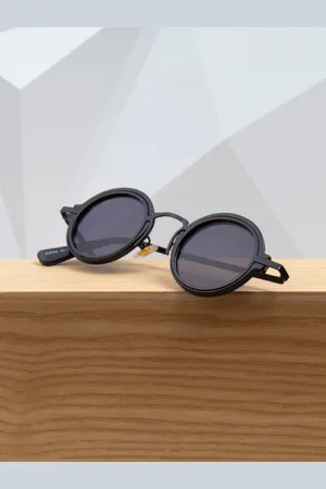 Ted Smith Unisex Black Lens & Black Round Sunglasses with UV Protected Lens LENON_C1