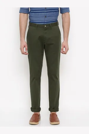 U.S. Polo Assn. Men Olive Green Slim Fit Solid Chinos