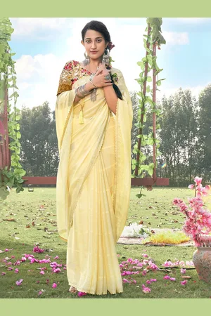 Saree mall Striped Beads & Stones Pure Crepe Saree