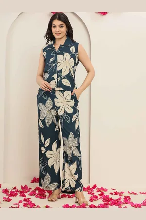 Kalini Floral Printed Top With Trousers Co-Ords