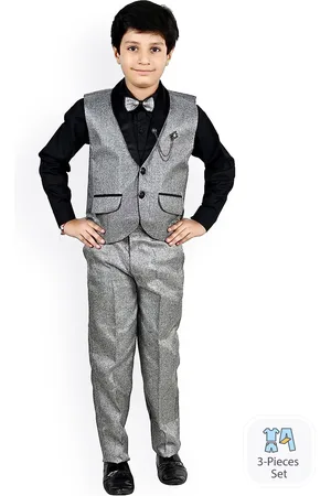 BAESD Boys Printed Single-Breasted Shirt with Trousers And Waistcoat
