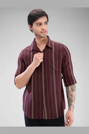 SPYKAR Men Slim Fit Opaque Striped Spread Collar Casual Shirt