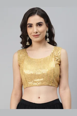 SHOPGARB Golden Sequinned Georgette Saree Blouse