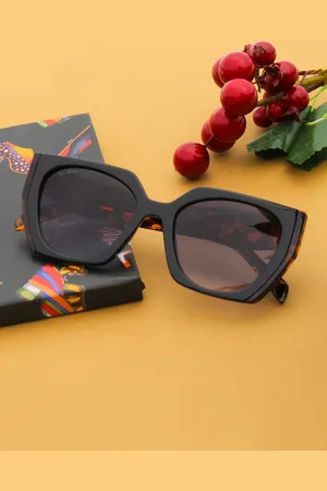 Ted Smith Unisex Grey Lens & Black Square Sunglasses with UV Protected Lens PASSION2_C2