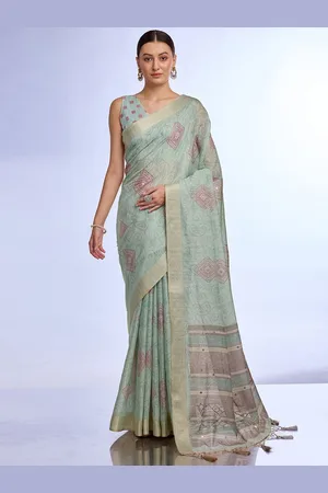 Ishin Ethnic Motifs Embroidered Tissue Saree