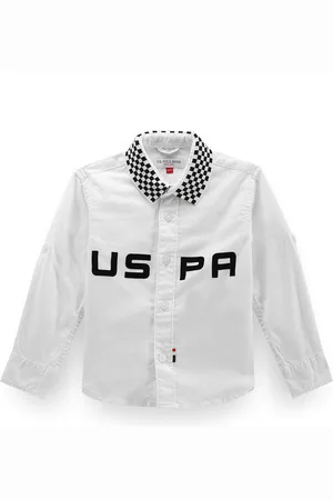 Ralph Lauren Boys Classic Typography Printed Roll-Up Sleeves Pure Cotton Shirt