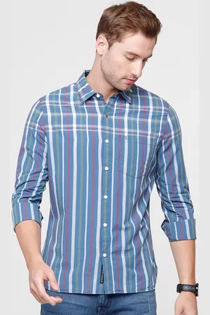 WROGN Men Blue Slim Fit Striped Casual Shirt