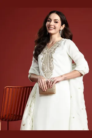 Indo Era Women Paisley Embroidered Kurta with Trousers & With Dupatta