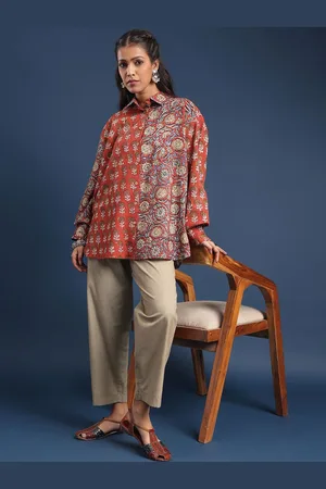 Taavi Printed Cotton Shirt Collar Neck Tunic