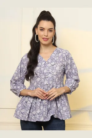 Yufta Women Pure Cotton Floral Printed Peplum Top