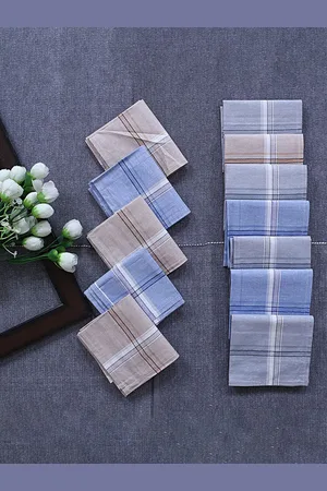 Kuber Industries Men & Boys Set Of 6 Light Colored Soft Cotton Hankies