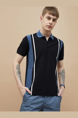 Lifestyle Men Striped Polo Collar Applique T-shirt